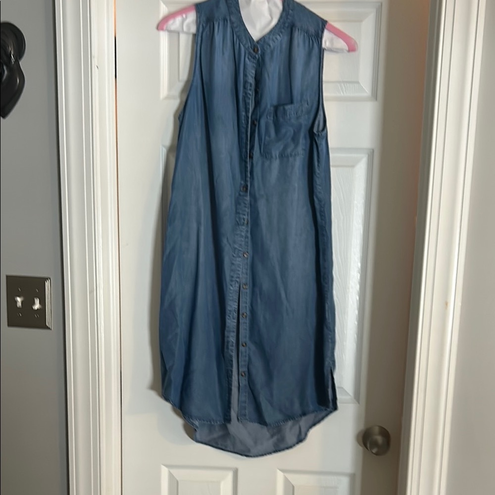 lovestitch Chambray Shirt Dress in Light Blue